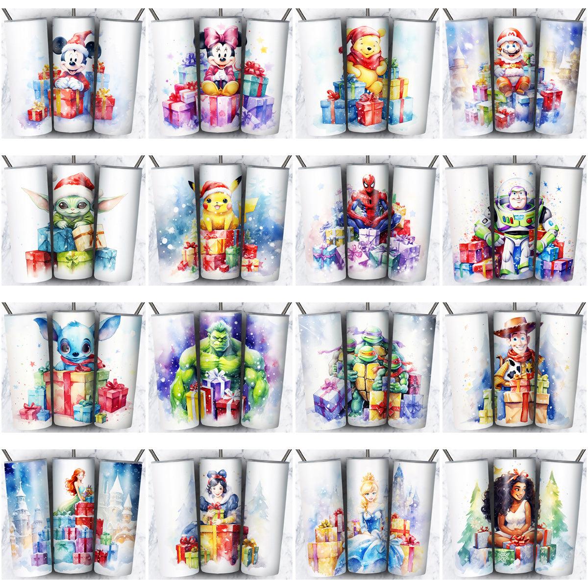 119 Cartoon Gifts Christmas Tumbler Wrap Designs Bundle JPG