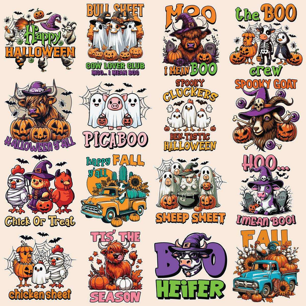 19 Halloween Farm Designs Bundle PNG