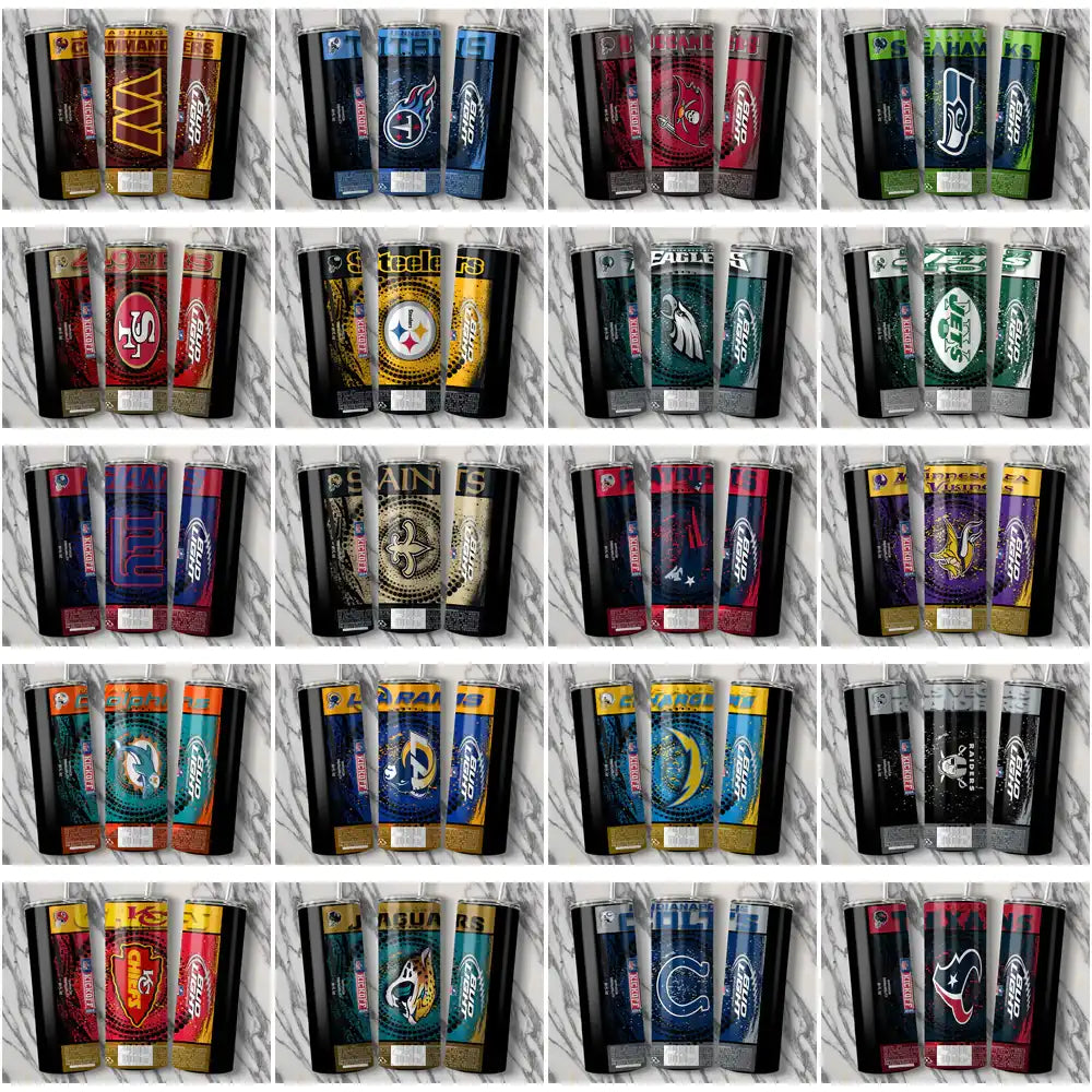 33 Football Teams Bud V3 Square Tumbler Wrap Bundle JPG