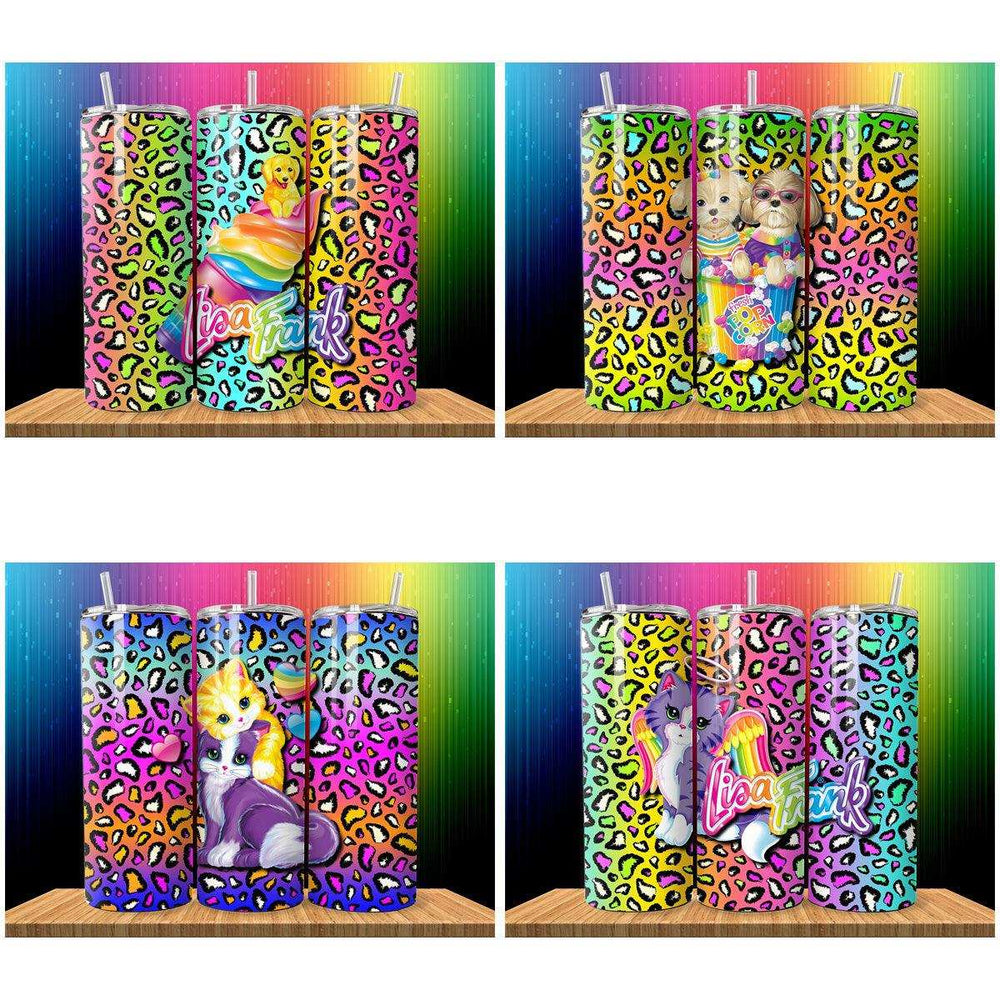 5 Colorful Lisa Frank Tumbler Wrap Designs Bundle JPG
