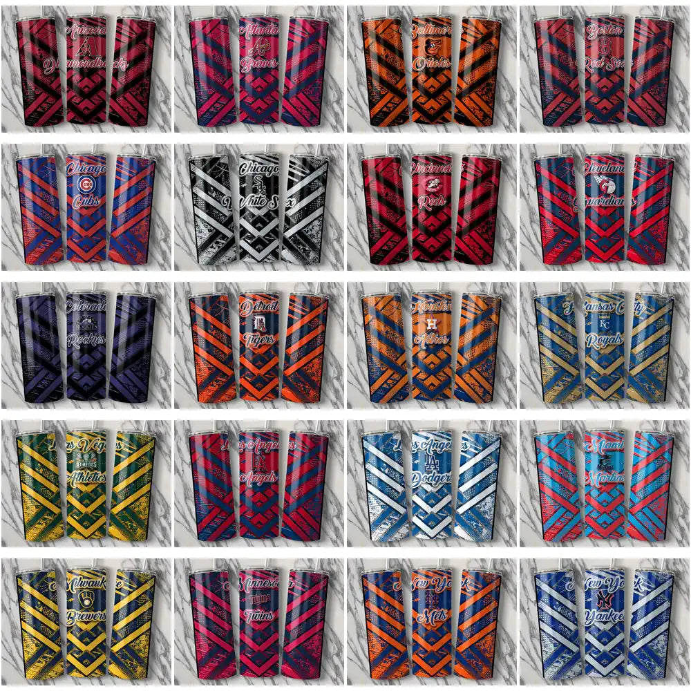 30 Baseball Teams Glitter Stripe Tumbler Wrap Bundle JPG