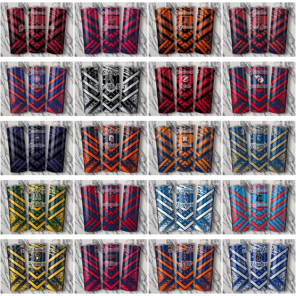 30 Baseball Teams Glitter Stripe Tumbler Wrap Bundle JPG