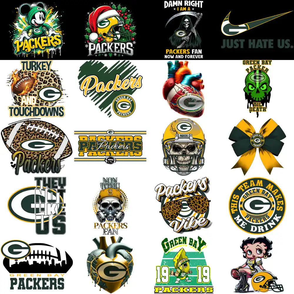 48 Green Bay Packers V2 Football Designs Bundle PNG