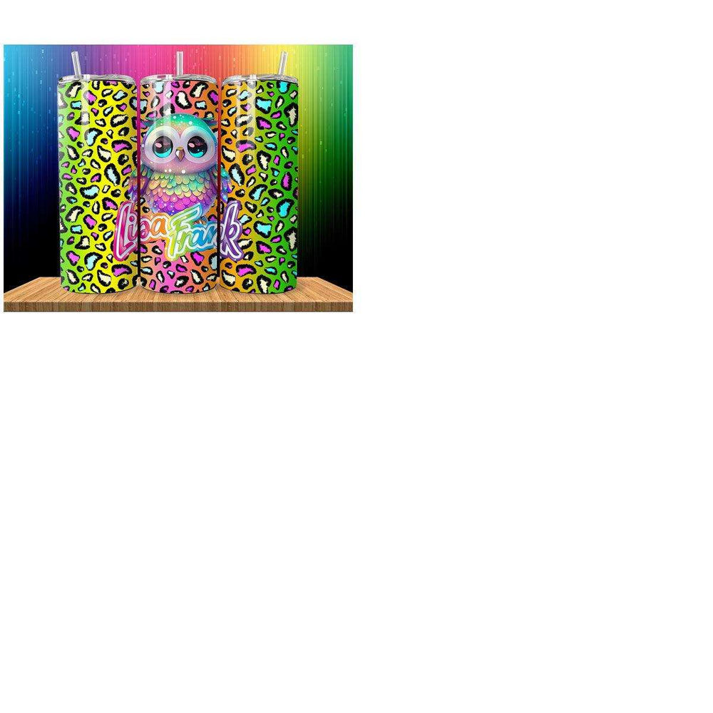 5 Colorful Lisa Frank Tumbler Wrap Designs Bundle JPG