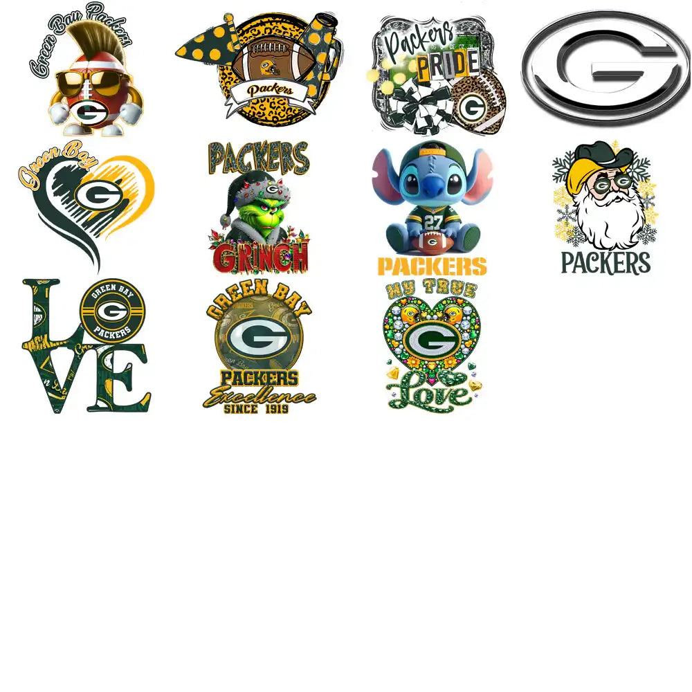 48 Green Bay Packers V2 Football Designs Bundle PNG