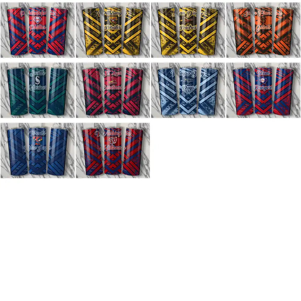 30 Baseball Teams Glitter Stripe Tumbler Wrap Bundle JPG