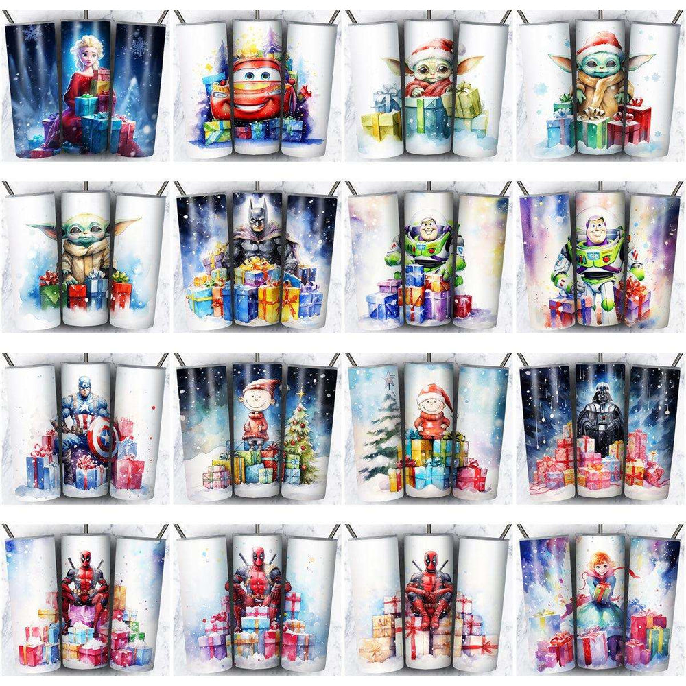 119 Cartoon Gifts Christmas Tumbler Wrap Designs Bundle JPG