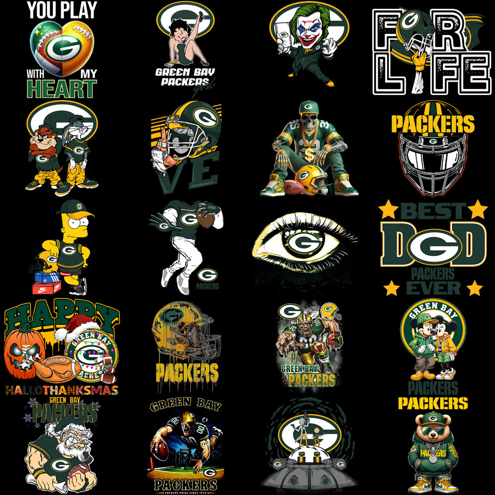 48 Green Bay Packers V3 Football Designs Bundle PNG