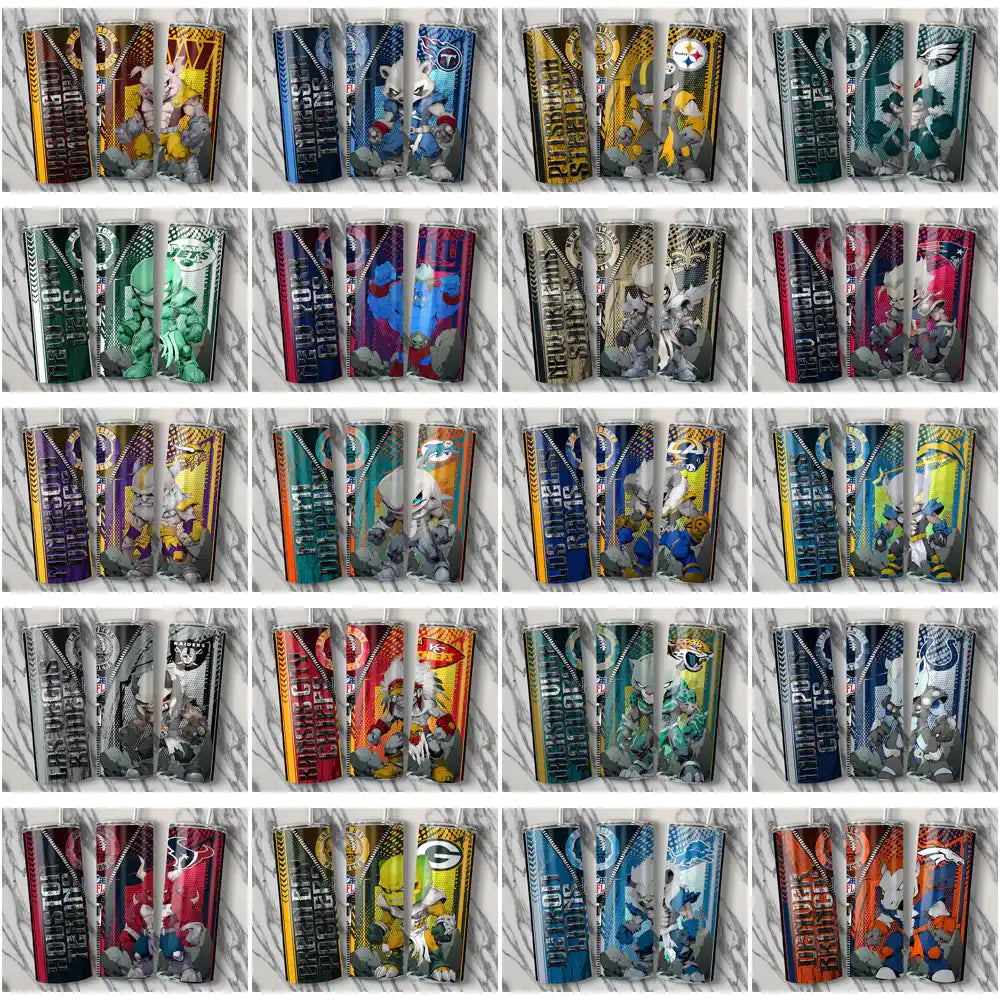 Football Teams Zipper Mascot Tumbler Wrap Bundle JPG