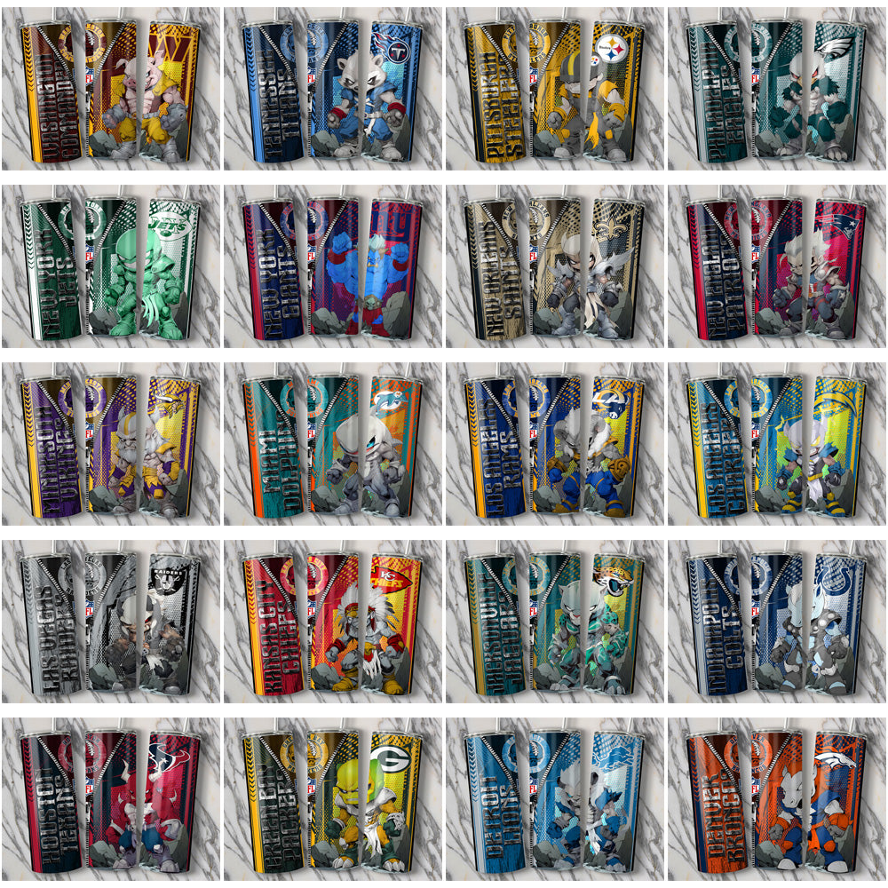 Football Teams Zipper Mascot Tumbler Wrap Bundle JPG