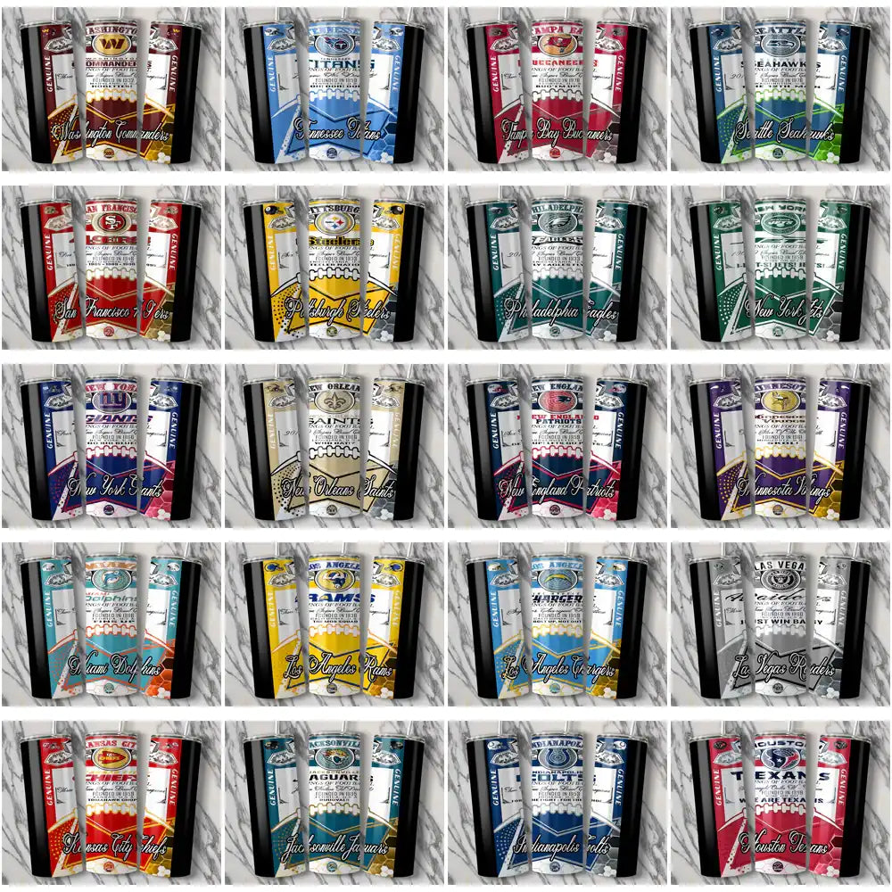 33 Football Teams Bud V2 Square Tumbler Wrap Bundle JPG