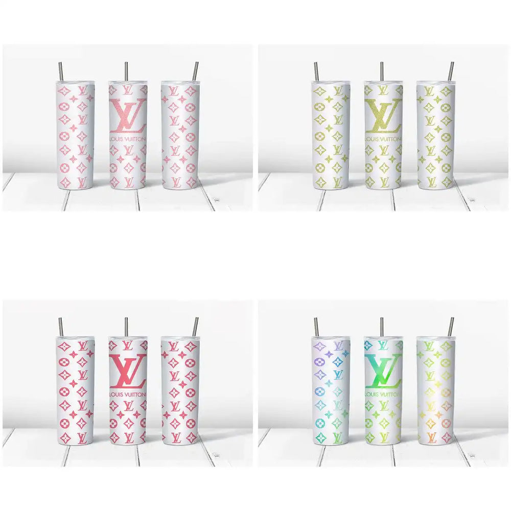 4 Colorful Luxury Brand Tumbler Wrap Designs Bundle JPG