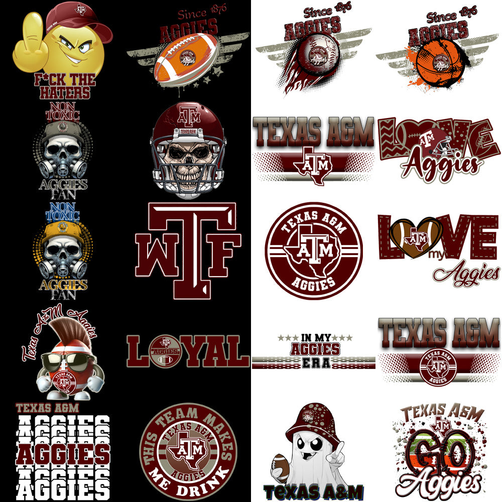 90 Texas A&M Aggies Designs Bundle PNG