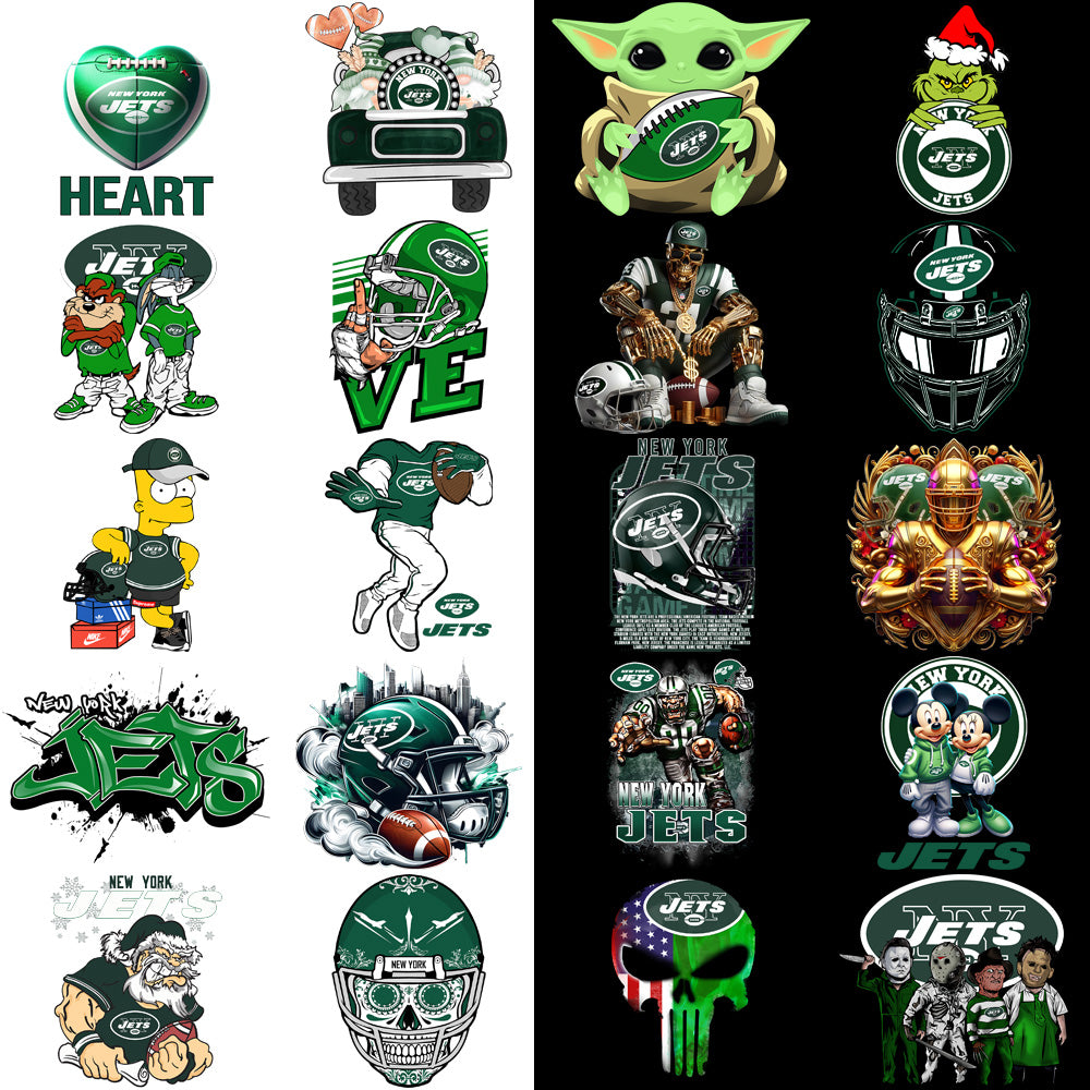 48 New York Jets V3 Football Designs Bundle PNG