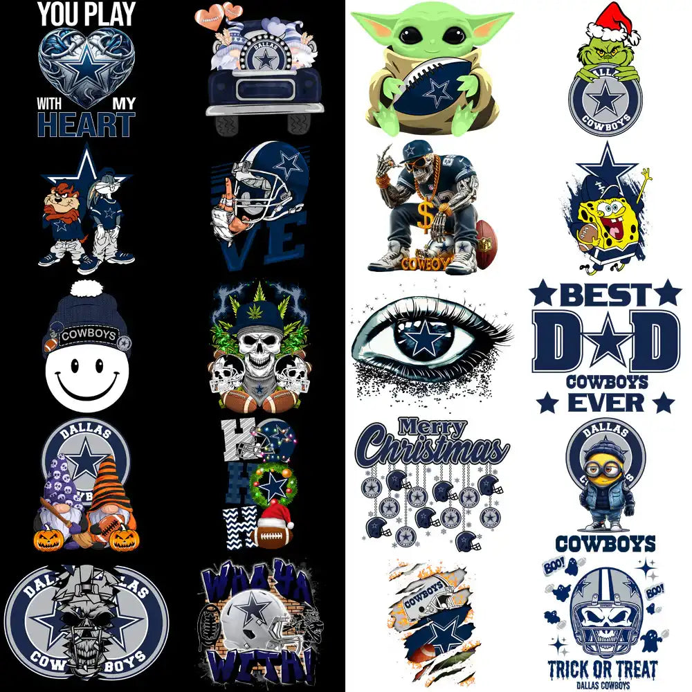 48 Dallas Cowboys V3 Football Designs Bundle PNG