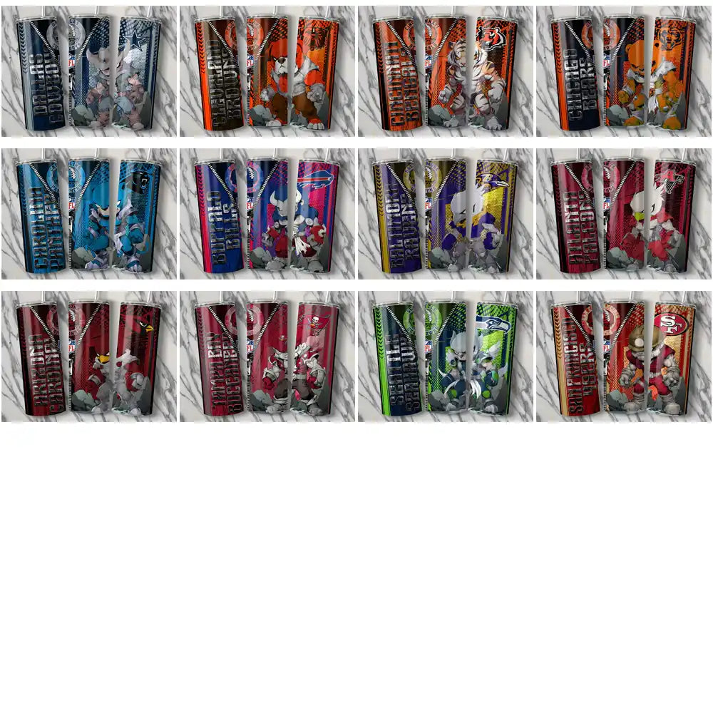 Football Teams Zipper Mascot Tumbler Wrap Bundle JPG