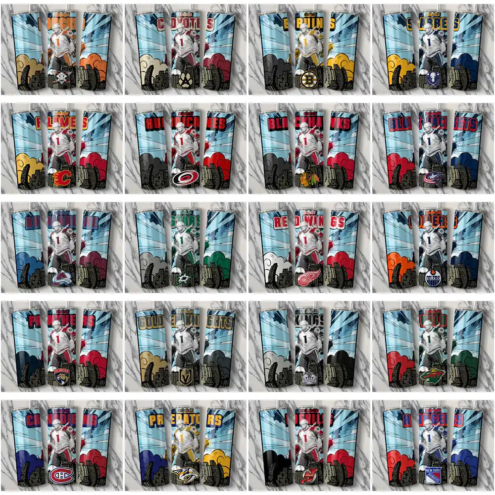 32 Ice Hockey Teams Comic Cover Tumbler Wrap Bundle JPG