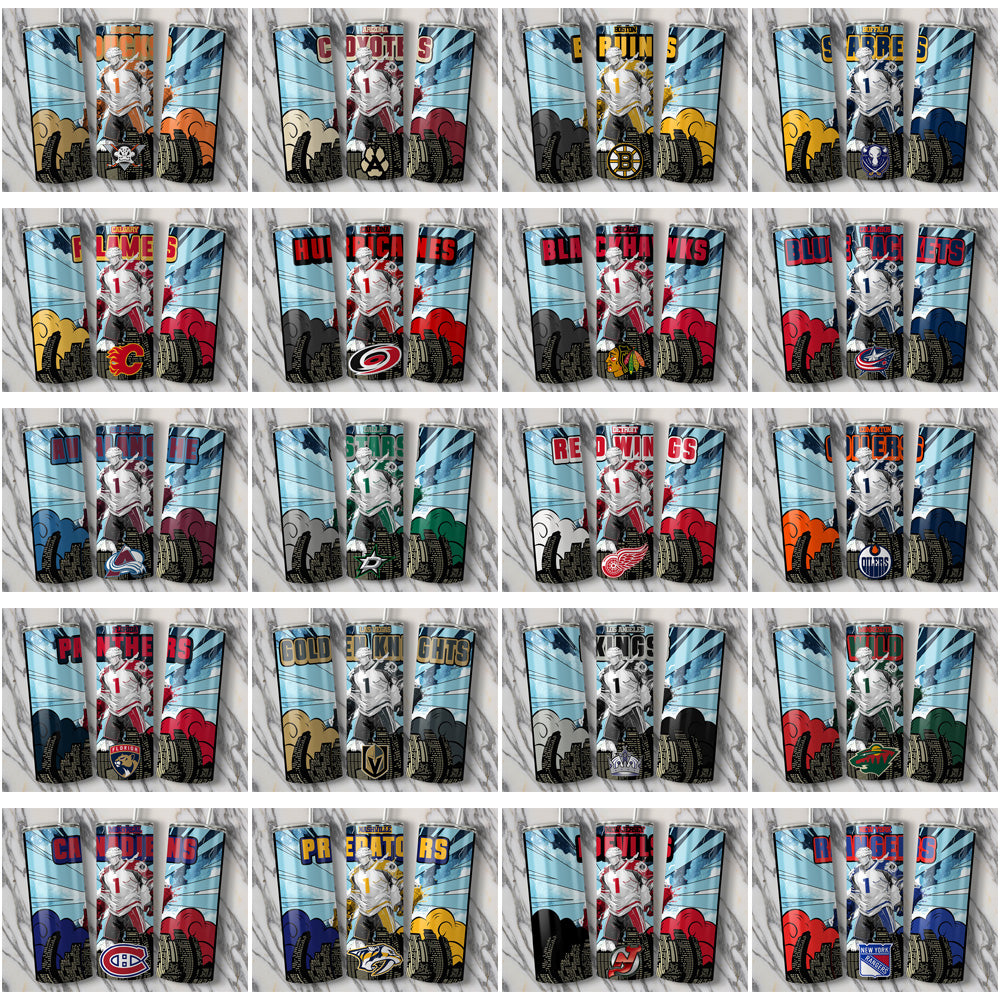 32 Ice Hockey Teams Comic Cover Tumbler Wrap Bundle JPG