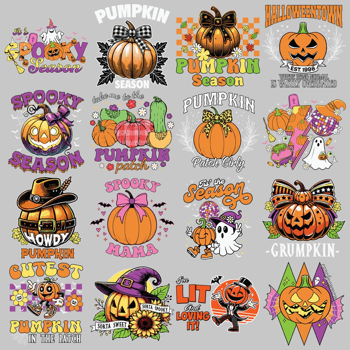 19 Halloween Pumpkin Designs Bundle PNG