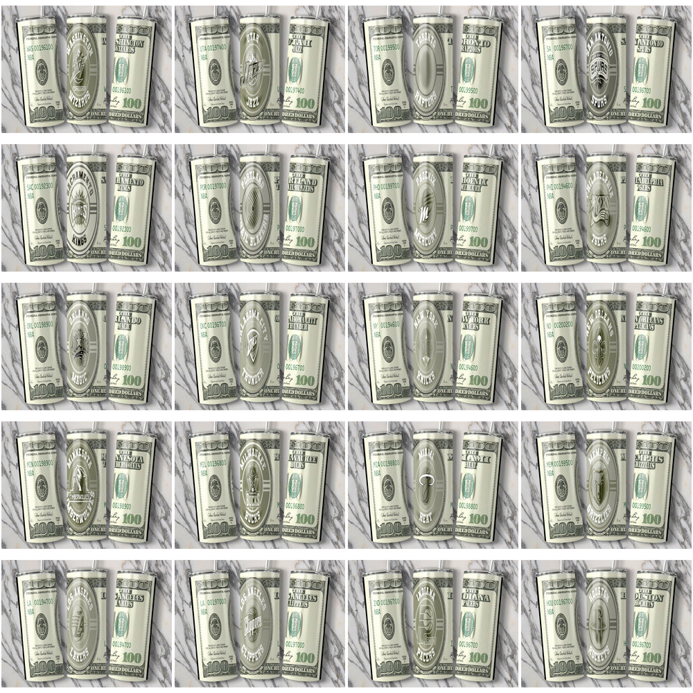 30 Basketball Teams 100 Dollar Bill Tumbler Wrap Bundle JPG