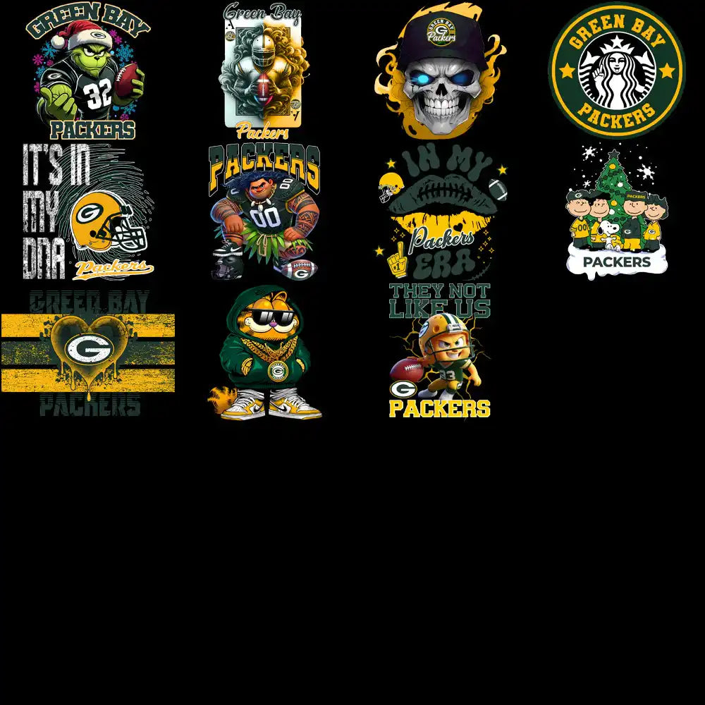 48 Green Bay Packers V3 Football Designs Bundle PNG
