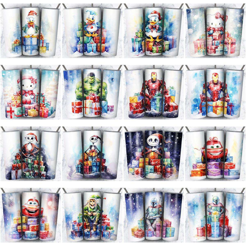 119 Cartoon Gifts Christmas Tumbler Wrap Designs Bundle JPG