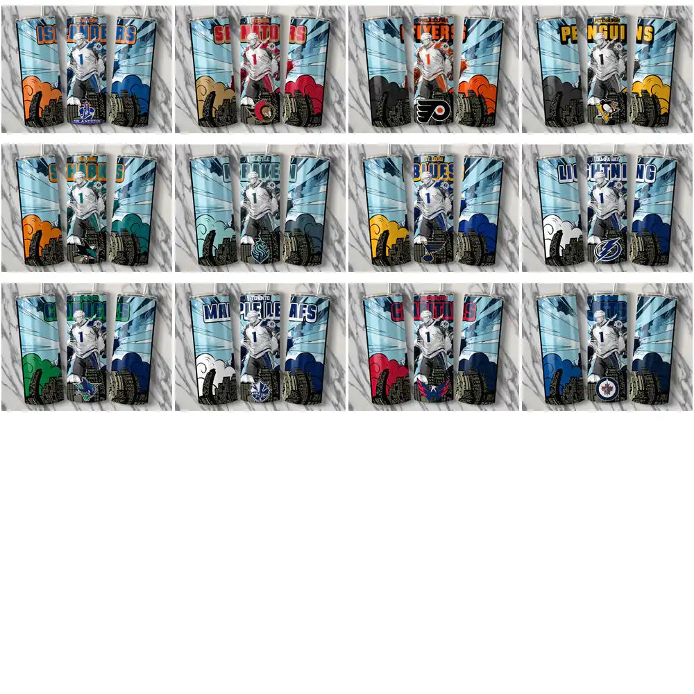 32 Ice Hockey Teams Comic Cover Tumbler Wrap Bundle JPG