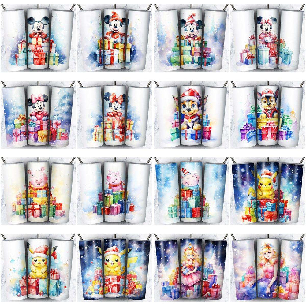 119 Cartoon Gifts Christmas Tumbler Wrap Designs Bundle JPG