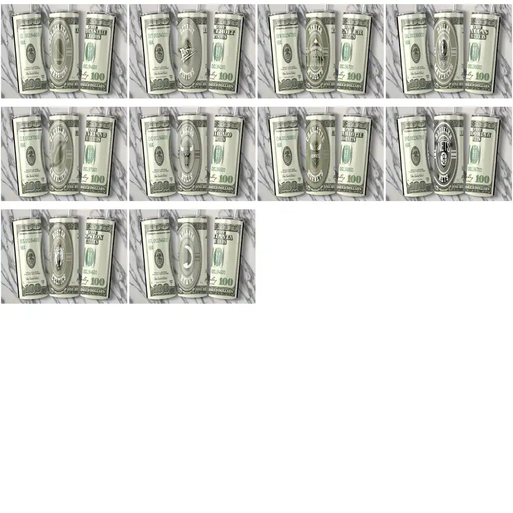 30 Basketball Teams 100 Dollar Bill Tumbler Wrap Bundle JPG