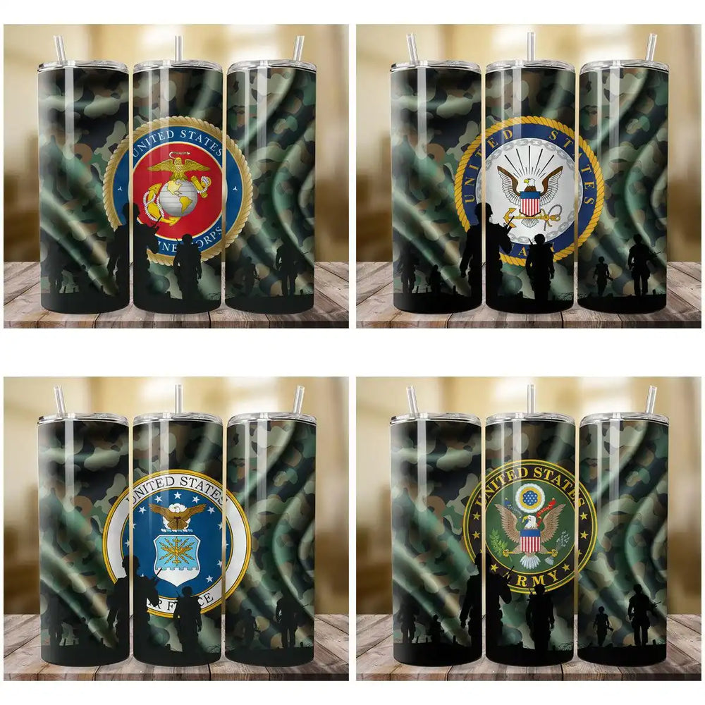 4 USA Military Tumbler Wrap Designs Bundle JPG