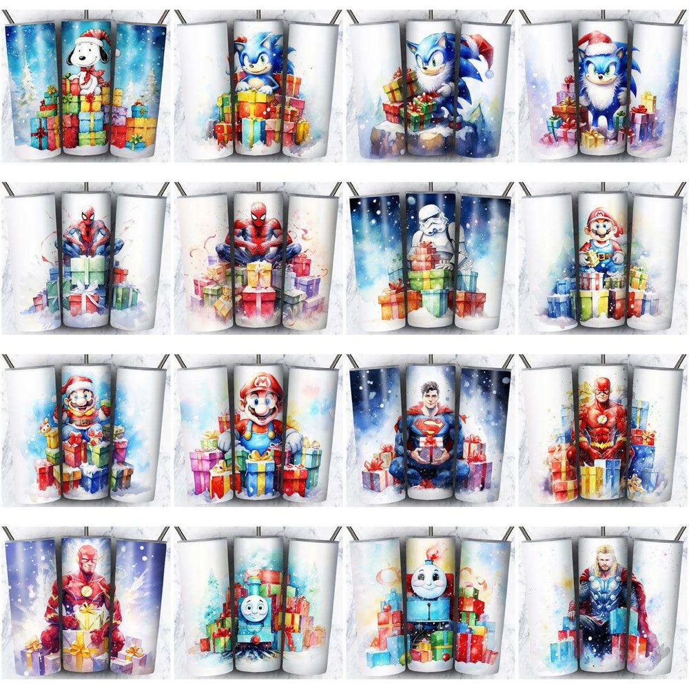 119 Cartoon Gifts Christmas Tumbler Wrap Designs Bundle JPG