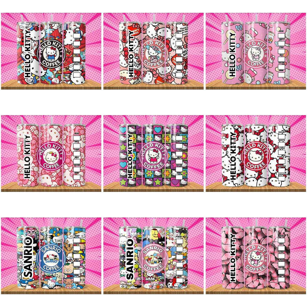 15 Hello kitty Coffee Tumbler Wrap Designs Bundle JPG
