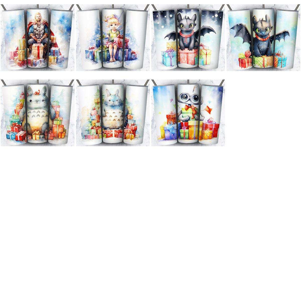 119 Cartoon Gifts Christmas Tumbler Wrap Designs Bundle JPG
