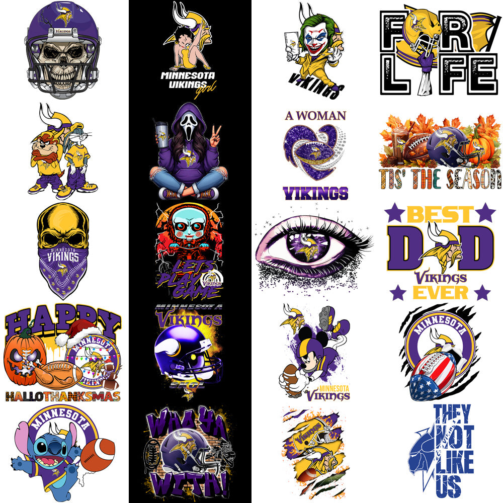 48 Minnesota Vikings V1 Football Designs Bundle PNG