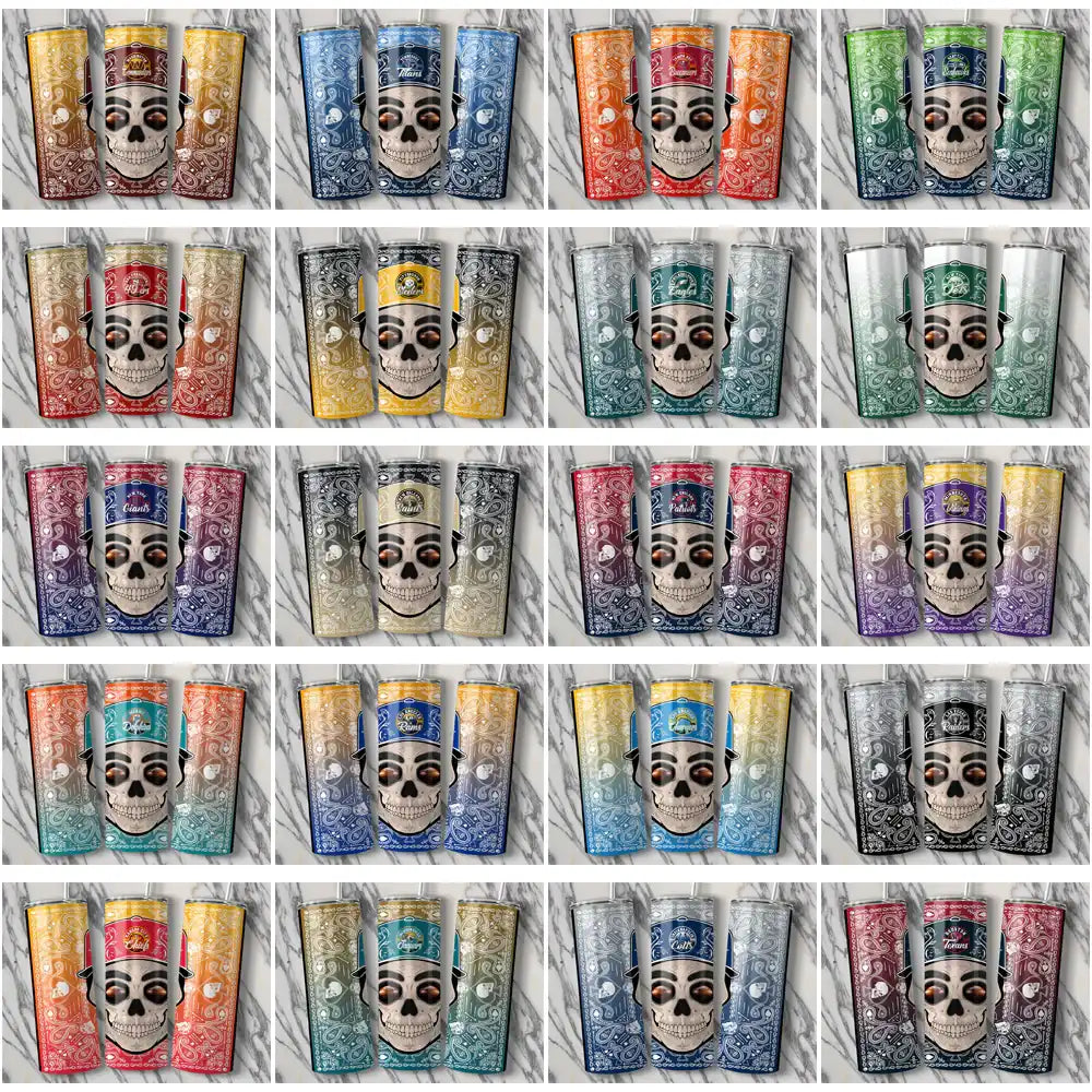 32 Football Teams Skull Handkerchief Tumbler Wrap Bundle JPG