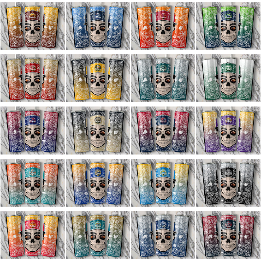 32 Football Teams Skull Handkerchief Tumbler Wrap Bundle JPG