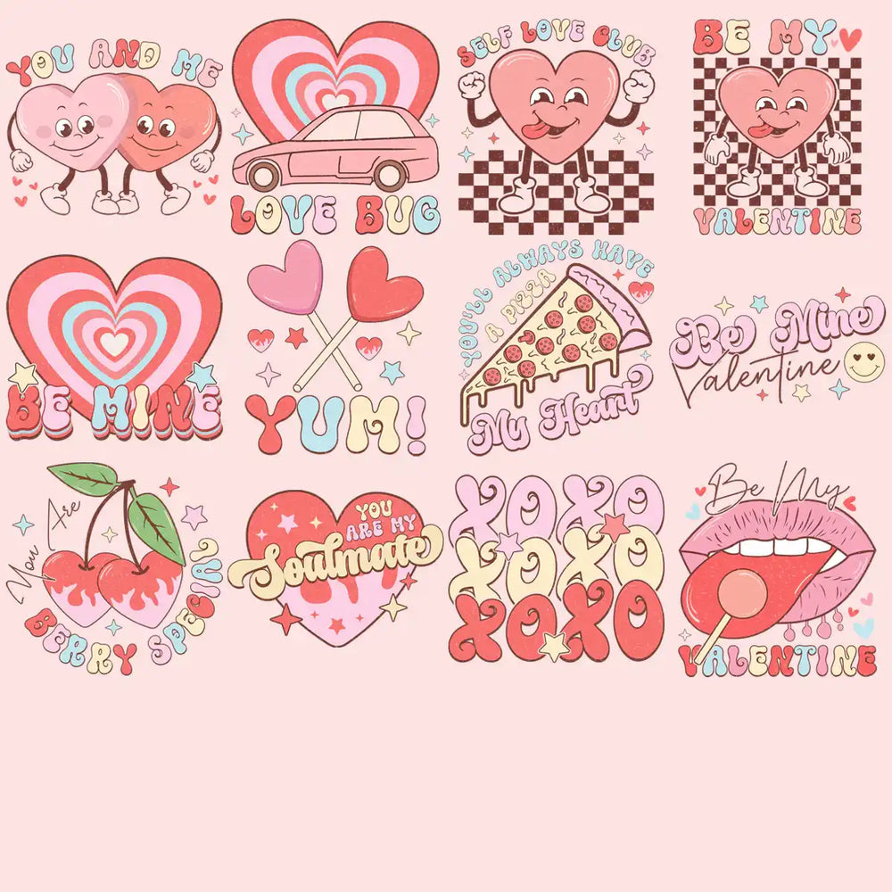 11 Retro Valentine Designs Bundle Png