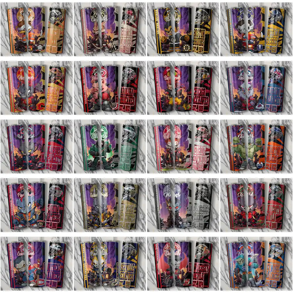 32 Ice Hockey Teams Monster Mascot Tumbler Wrap Bundle JPG