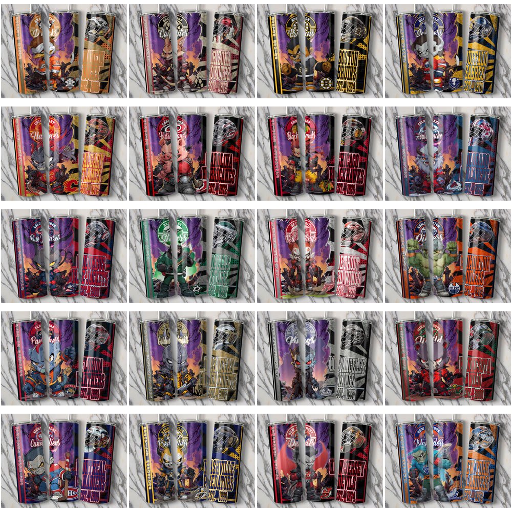 32 Ice Hockey Teams Monster Mascot Tumbler Wrap Bundle JPG