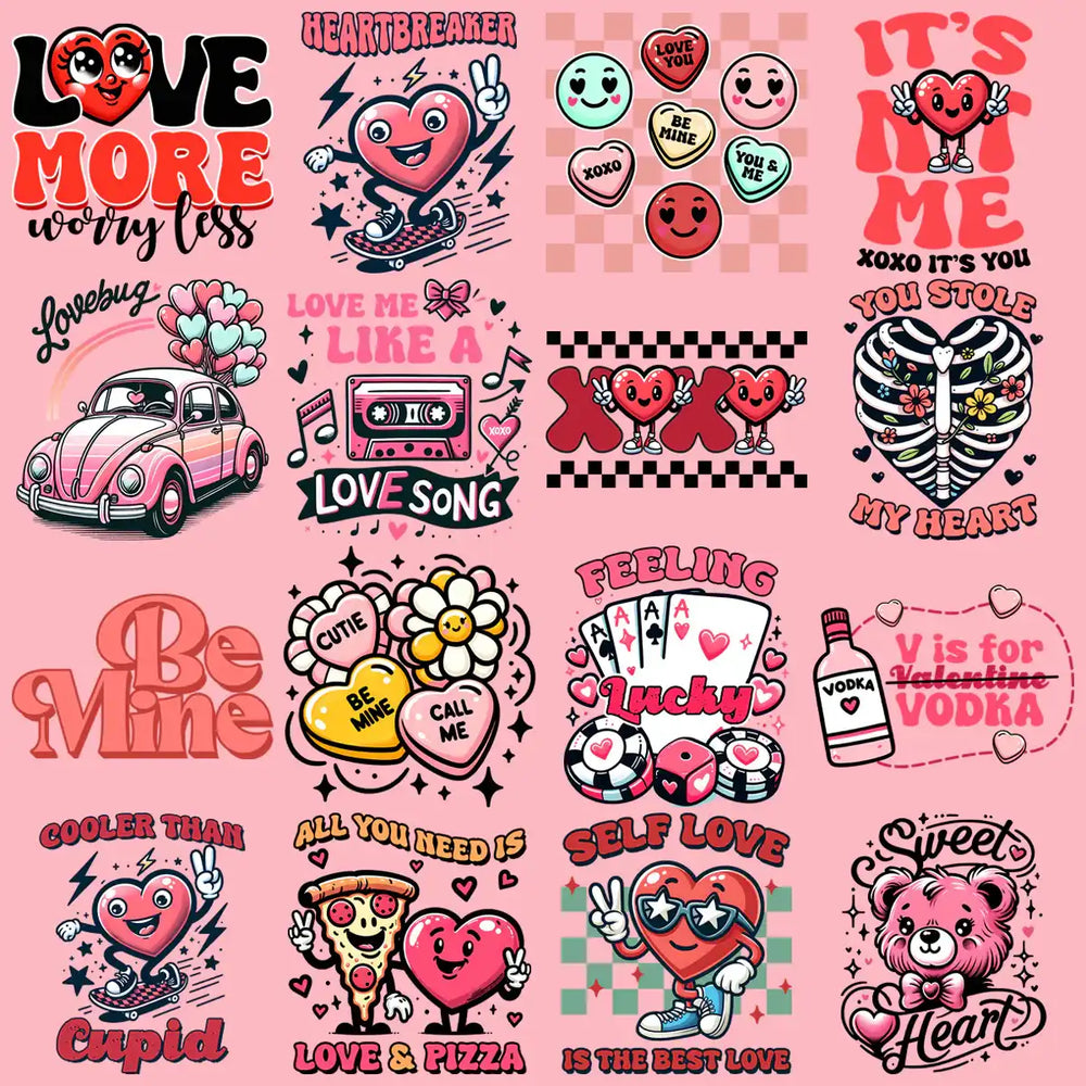 19 Retro Valentine Designs Bundle Png