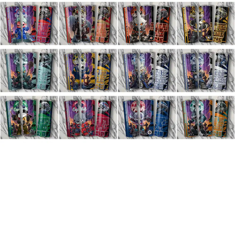 32 Ice Hockey Teams Monster Mascot Tumbler Wrap Bundle JPG