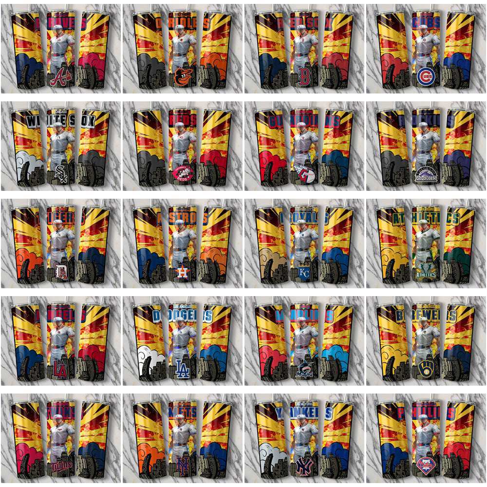 30 Baseball Teams Comic Cover Tumbler Wrap Bundle JPG