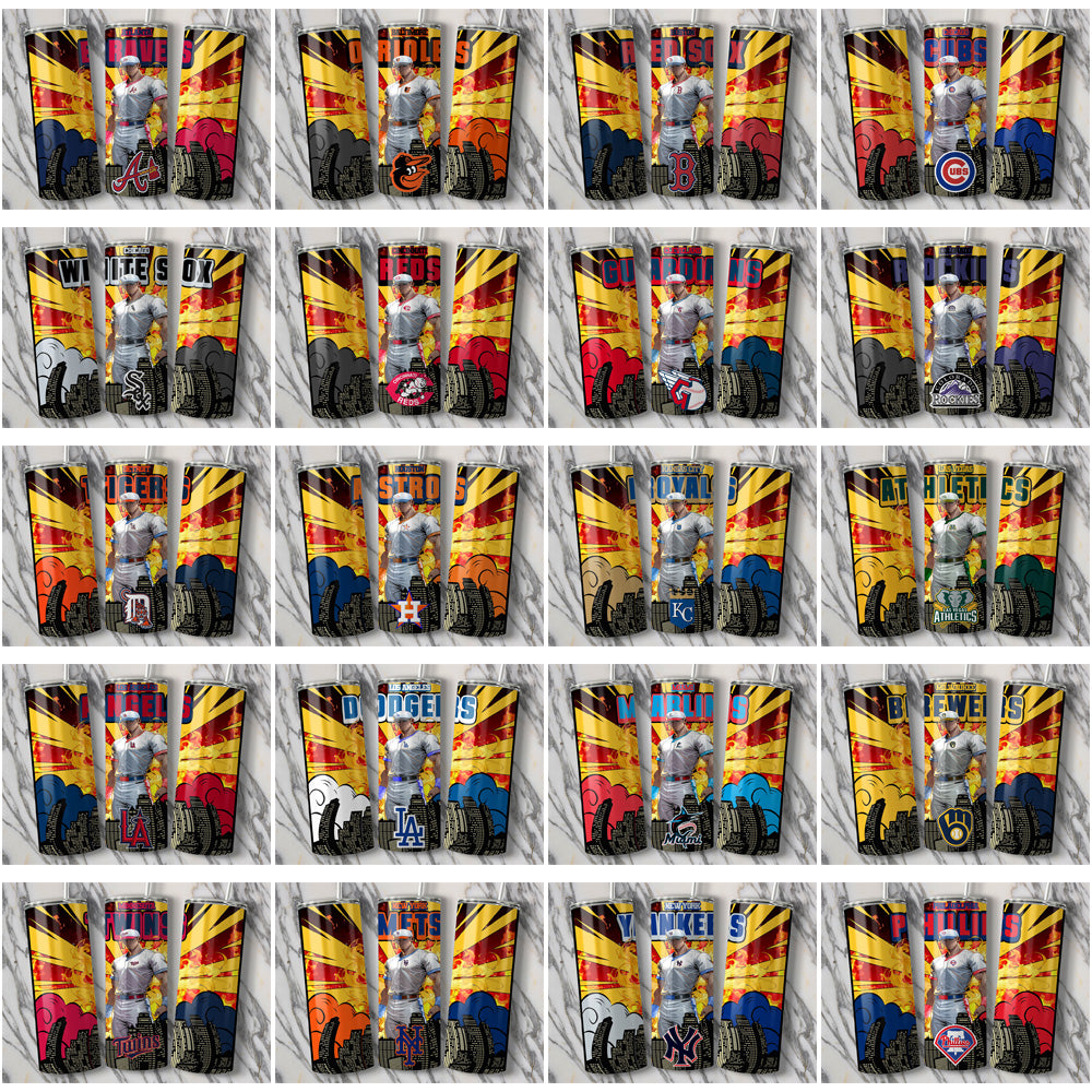 30 Baseball Teams Comic Cover Tumbler Wrap Bundle JPG