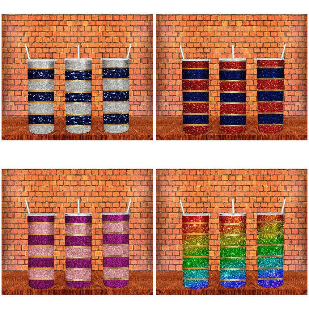 6 New Colorful Glitter Tumbler Wrap Designs Bundle JPG