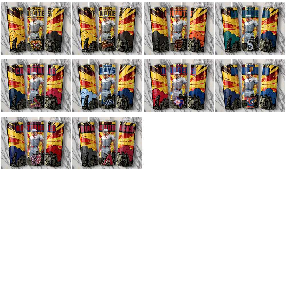 30 Baseball Teams Comic Cover Tumbler Wrap Bundle JPG