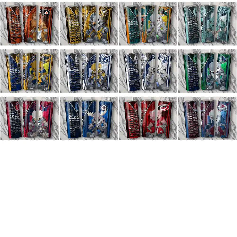 32 Ice Hockey Teams Zipper Mascot Tumbler Wrap Bundle JPG