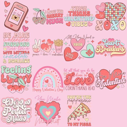 14 Retro Valentinstags-Designs Bundle Png
