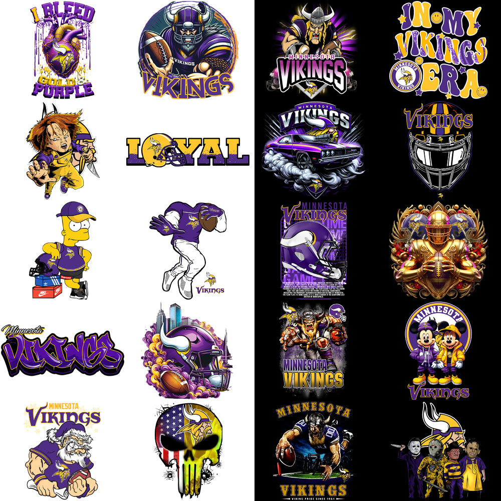 48 Minnesota Vikings V2 Football Designs Bundle PNG