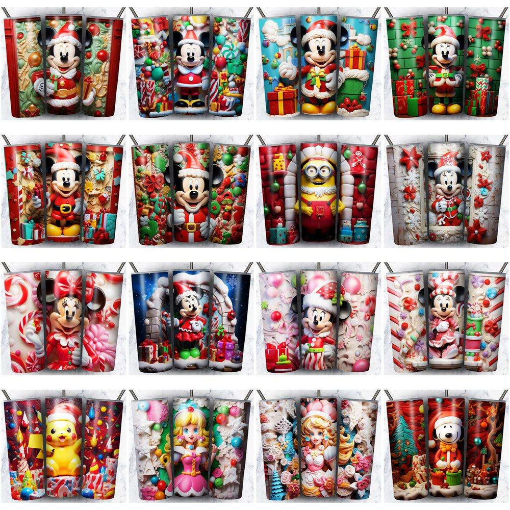 95 Colorful 3D Cartoon Christmas Tumbler Wrap Designs Bundle JPG