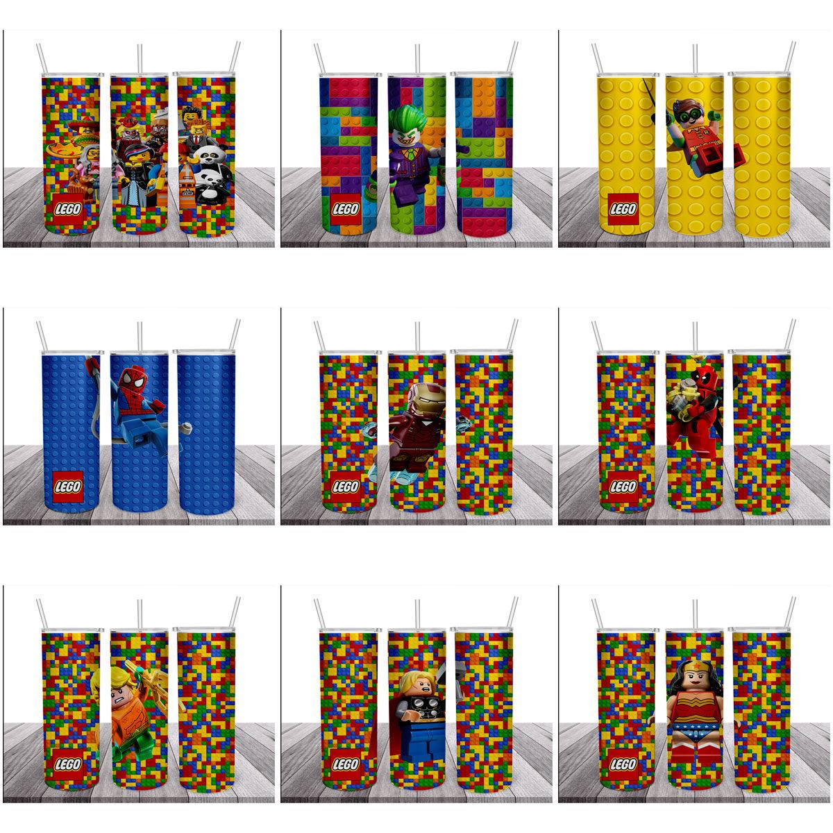 12 Colorful Lego Superhero Tumbler Wrap Designs Bundle JPG